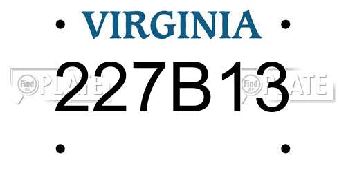 227B13 Virginia License Plate
