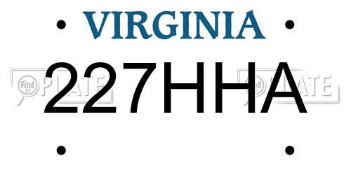 227HHA Virginia License Plate