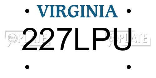 227LPU Virginia License Plate