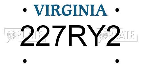 227RY2 Virginia License Plate