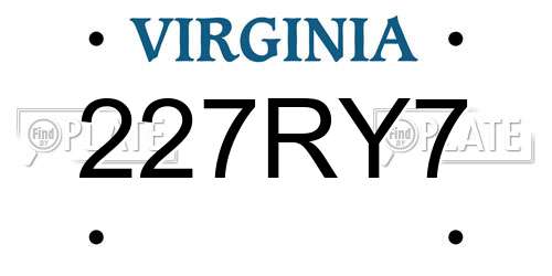 227RY7 Virginia License Plate