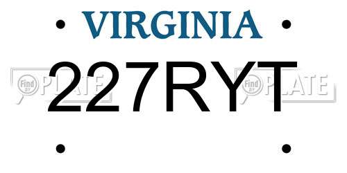 227RYT Virginia License Plate
