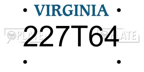 227T64 Virginia License Plate