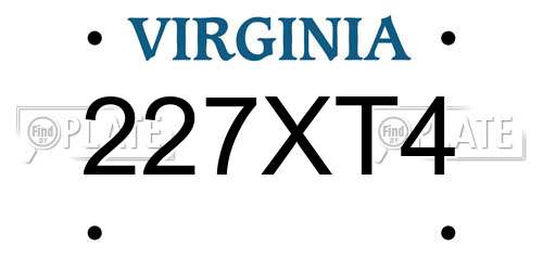 227XT4 Virginia License Plate