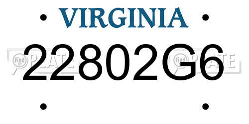 22802G6 Virginia License Plate