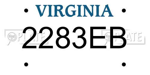 2283EB Virginia License Plate