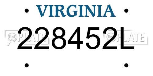 228452L Virginia License Plate