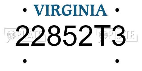 22852T3 Virginia License Plate