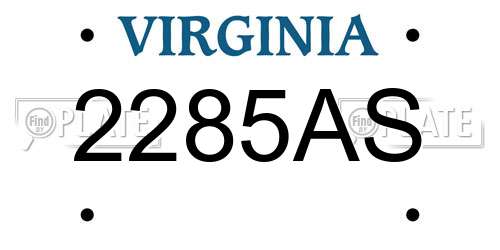 2285AS Virginia License Plate