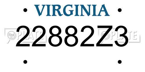 22882Z3 Virginia License Plate