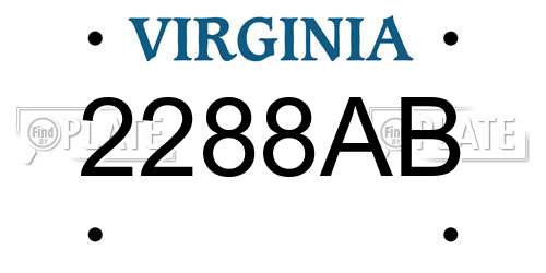 2288AB Virginia License Plate