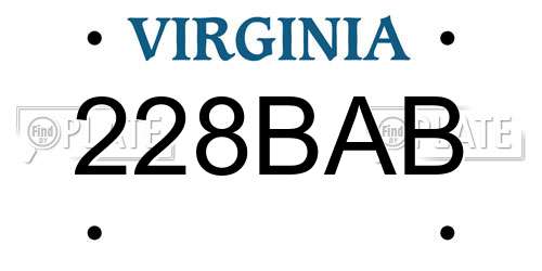 228BAB Virginia License Plate