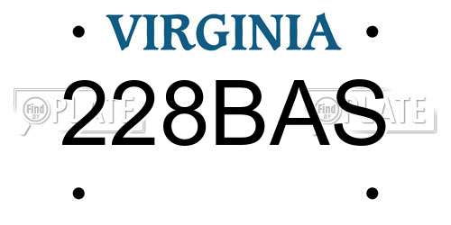 228BAS Virginia License Plate