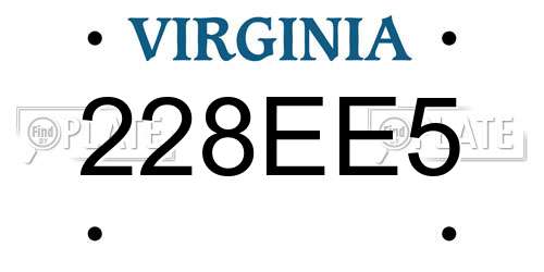 228EE5 Virginia License Plate