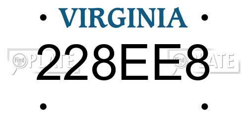 228EE8 Virginia License Plate