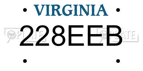 228EEB Virginia License Plate