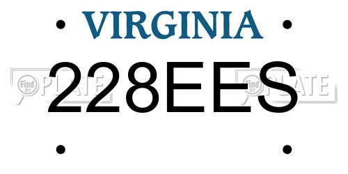 228EES Virginia License Plate