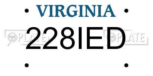 228IED Virginia License Plate