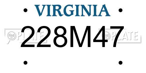 228M47 Virginia License Plate