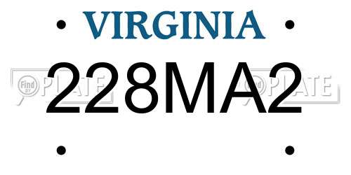 228MA2 Virginia License Plate