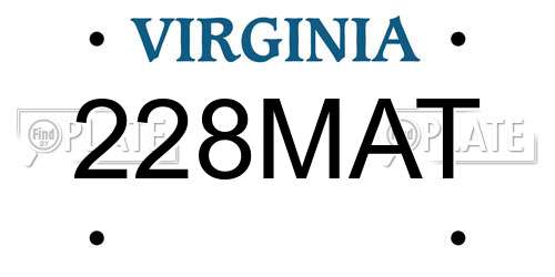 228MAT Virginia License Plate