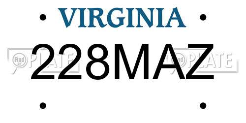 228MAZ Virginia License Plate