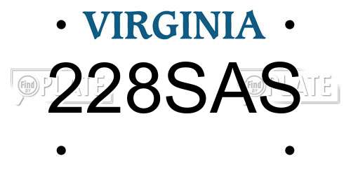 228SAS Virginia License Plate