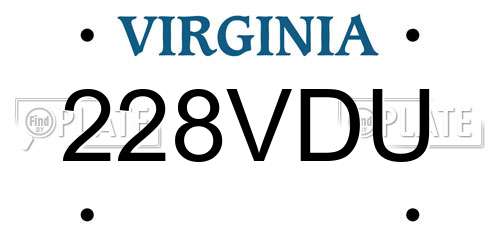 228VDU Virginia License Plate