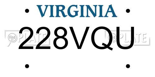 228VQU Virginia License Plate