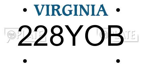 228YOB Virginia License Plate