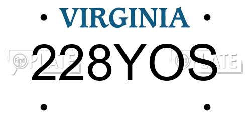 228YOS Virginia License Plate