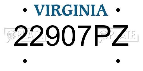 22907PZ Virginia License Plate