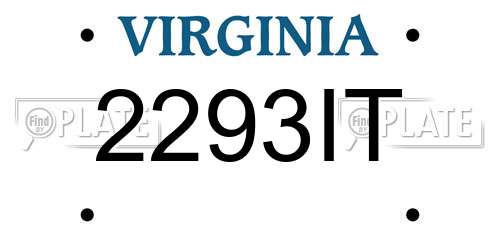 2293IT Virginia License Plate