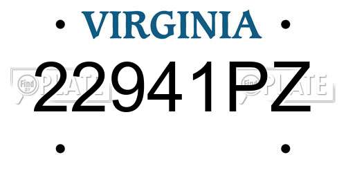 22941PZ Virginia License Plate