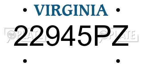 22945PZ Virginia License Plate