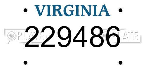 229486 Virginia License Plate