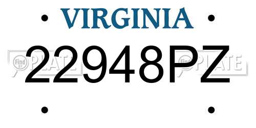 22948PZ Virginia License Plate
