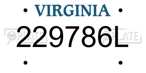 229786L Virginia License Plate