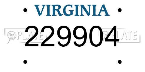 229904 Virginia License Plate