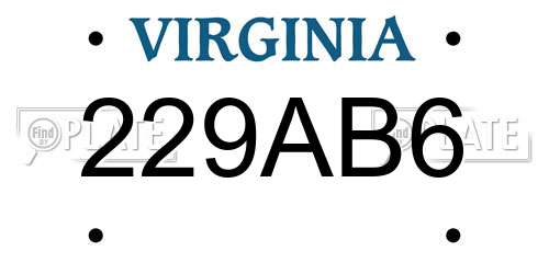 229AB6 Virginia License Plate