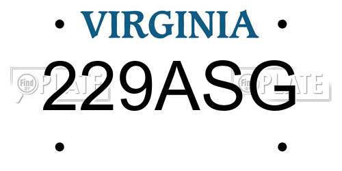 229ASG Virginia License Plate