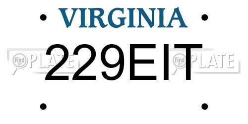 229EIT Virginia License Plate