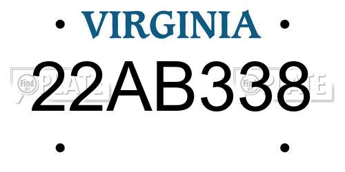 22AB338 Virginia License Plate