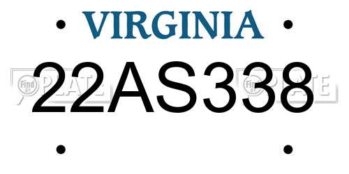 22AS338 Virginia License Plate