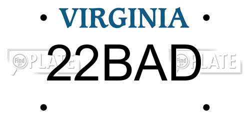 22BAD Virginia License Plate