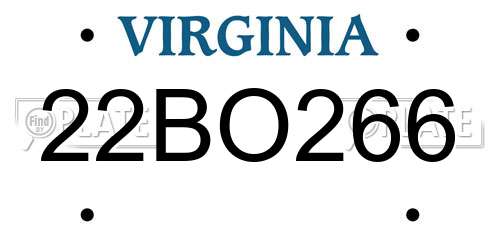 22BO266 Virginia License Plate