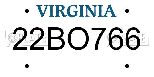 22BO766 Virginia License Plate