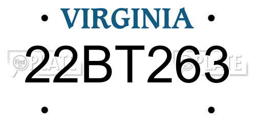 22BT263 Virginia License Plate