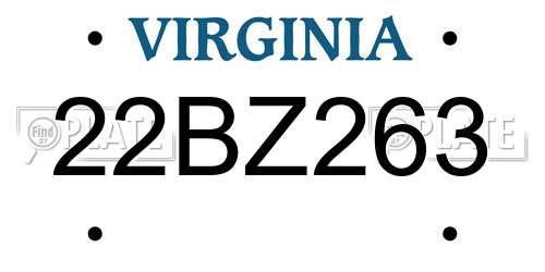 22BZ263 Virginia License Plate