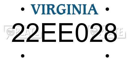 22EE028 Virginia License Plate